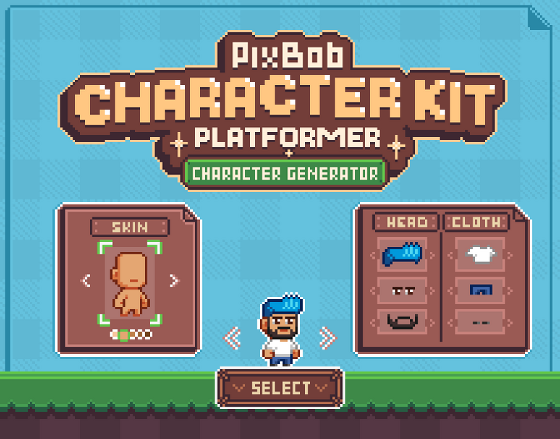 PixBob Character Kit platformer game assets